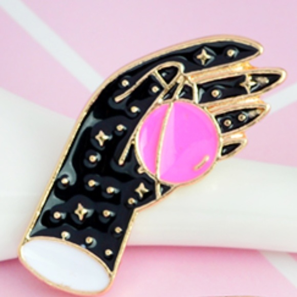 Space Hand Enamel Pin Planet Alien Cosmos - Picture 3 of 8